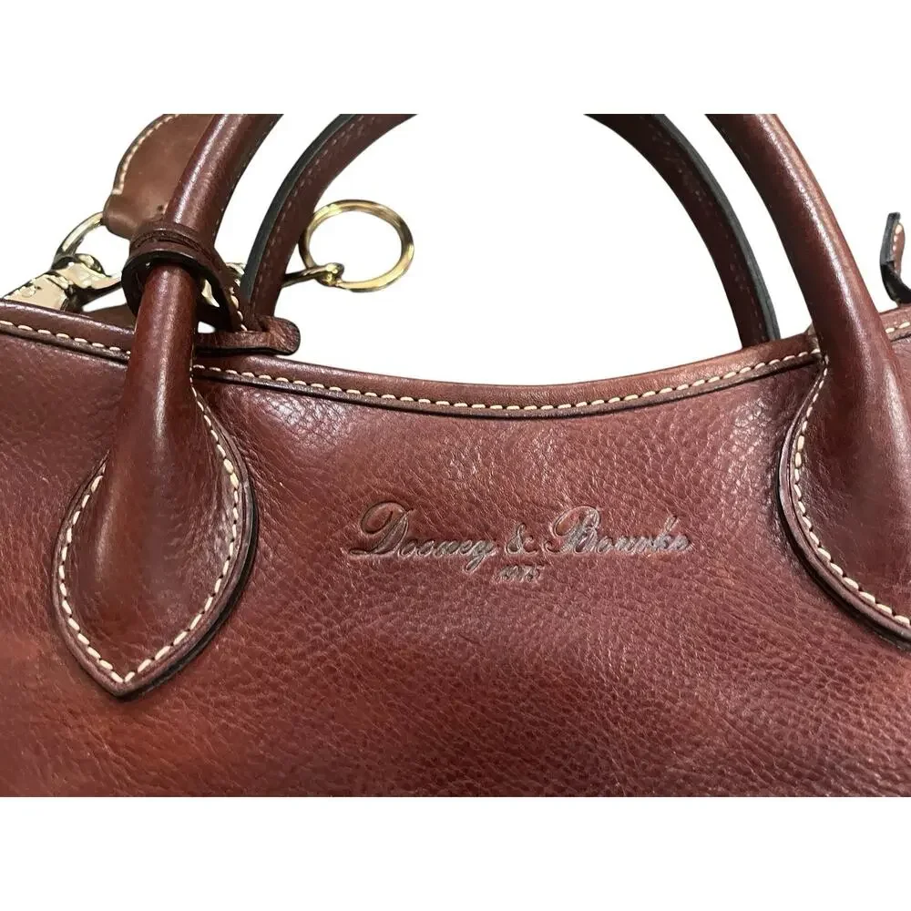 Dooney Bourke Florentine Vacchetta Leather Saddle Messenger Crossbody Bag Brown